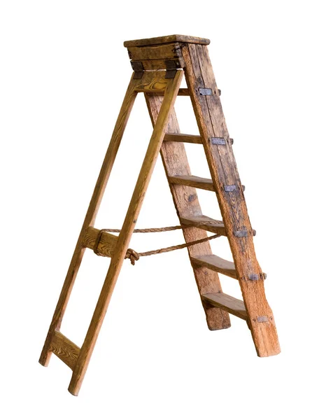 Wooden Ladder Isolated White Background — Stock Photo, Image