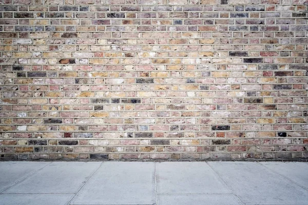 Tégla Fal Padló Szürke Cement Utcában — Stock Fotó