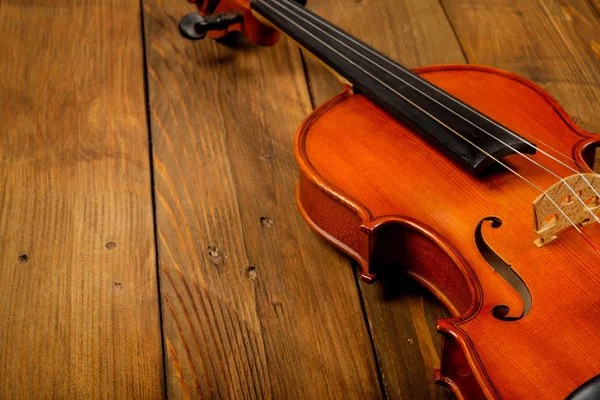 Скрипка Деревянном Фоне — стоковое фото