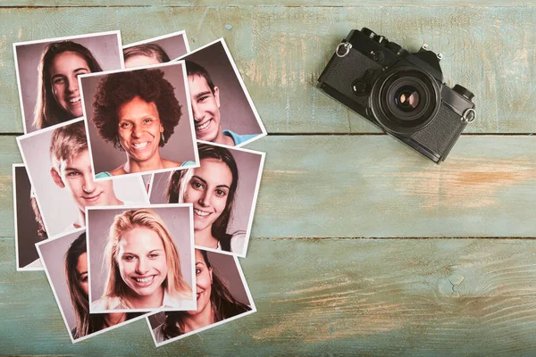 Photos Models Retro Camera Desktop — Stock Photo, Image