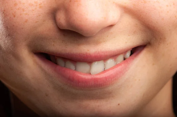 Imagem Uma Mulher Boca Sorrindo — Fotografia de Stock