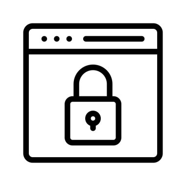 tarayıcı kilit çizgi vektör simgesi