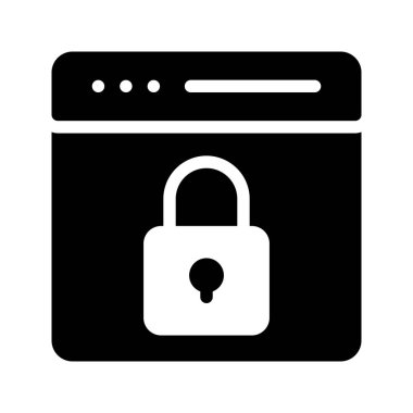 tarayıcı kilit glif vektör simgesi