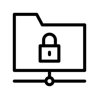 klasör kilidi satırı vektör simgesi