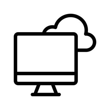 monitör bulut satırı vektör simgesi