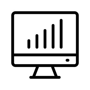 Monitörü grafik çizgi vektör simgesi