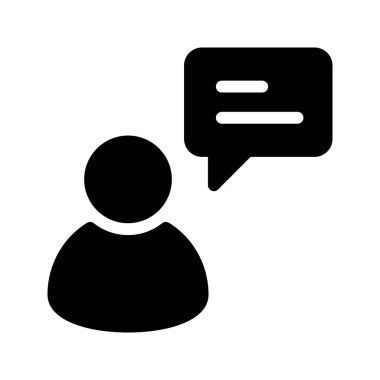 Kullanıcı sohbet glif vektör simgesi