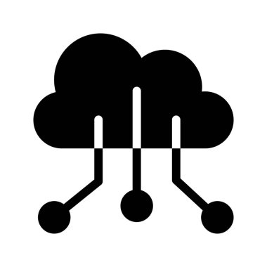 bulut ağ glif vektör simgesi