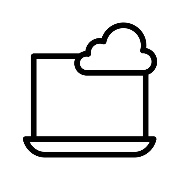 Línea Nube Portátil Vector Icono — Vector de stock