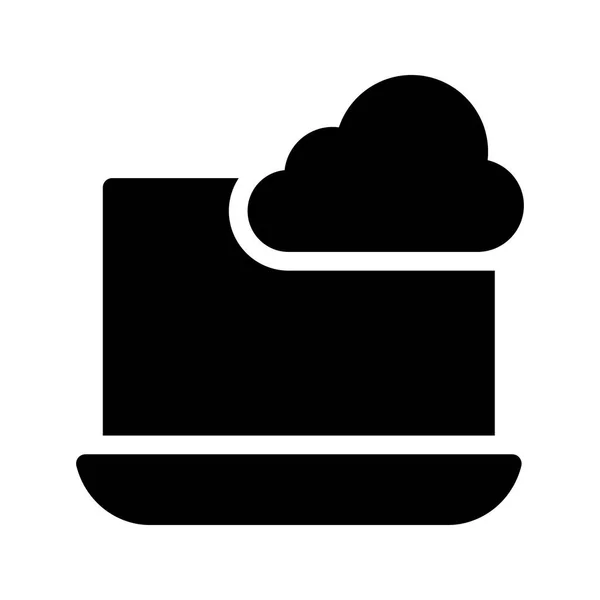 Laptop Chmura Glifów Wektor Ikona — Wektor stockowy