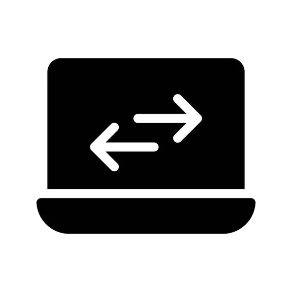 Laptop Uitwisseling Glyph Vector Pictogram — Stockvector