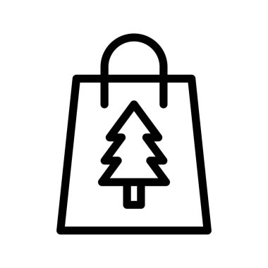 Noel alışveriş çantası satırı vektör simgesi