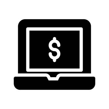 Online doları glif vektör simgesi