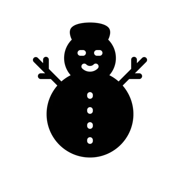 Snow Man Glyph Vector Icon — Stock Vector