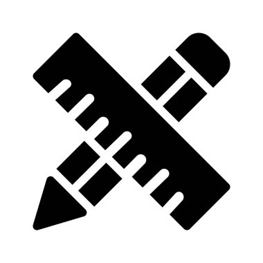 kalem cetvel Glifler vektör simgesi