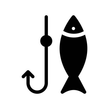 Balık tutma Glifler simge vektör