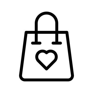 aşk alışveriş çantası vektör satırı simgesi