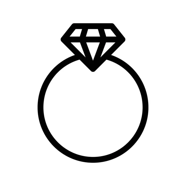 Diamond Ring Vector Line Icon — Stock Vector