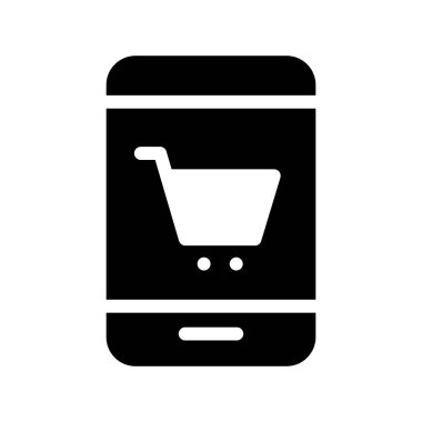 Online Alışveriş vektör glif simgesi