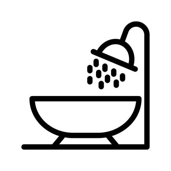 Bañera Vector Línea Icono — Vector de stock