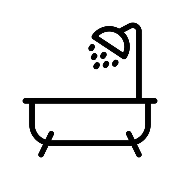 Bath Tub Vector Line Icon — Stock Vector