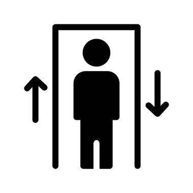 Asansör Glifler düz vektör simgeler