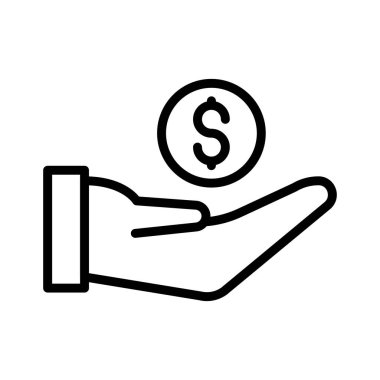 Doları ince çizgi vektör simgesi