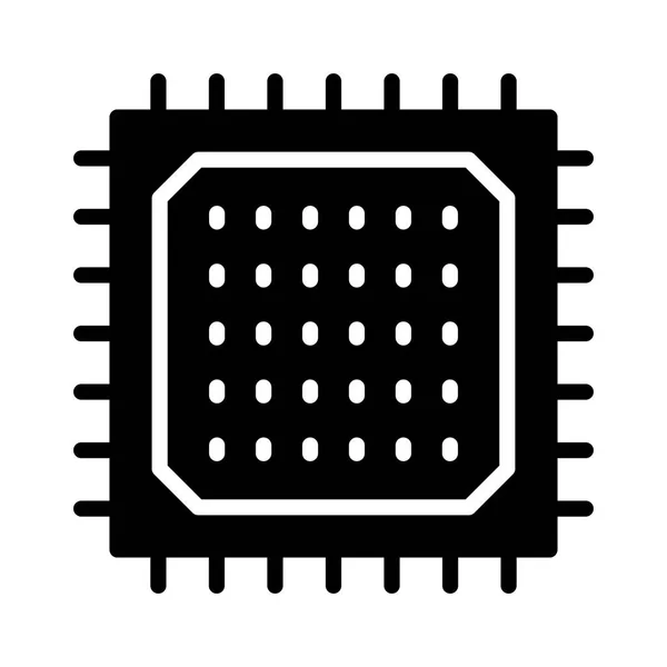 Processeur Glyphes Vecteur Plat Icônes — Image vectorielle