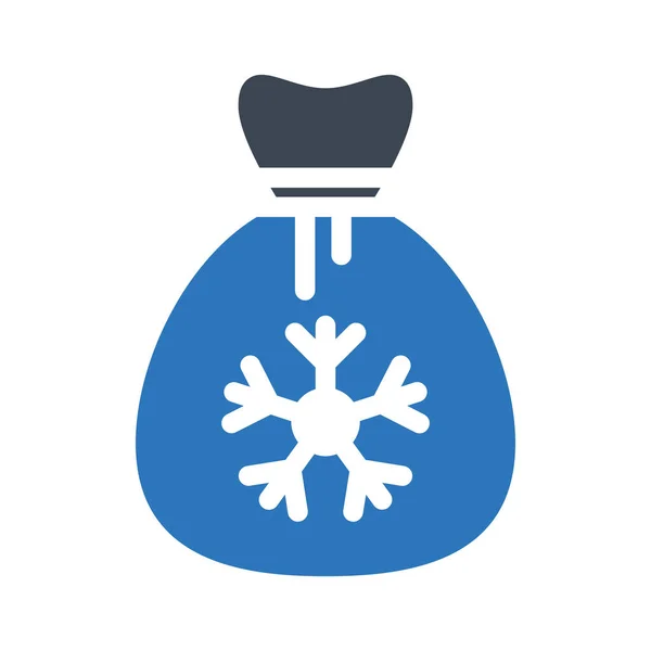 Snowflakes Bag Glyph Color Icon — Stock Vector