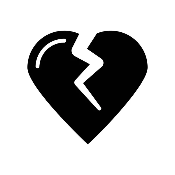 Broken Heart Glyphs Flat Icon — Stock Vector