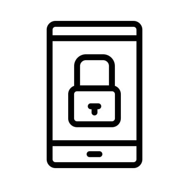 Mobil kilit ince çizgi simgesi