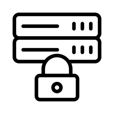 güvenli sunucu ince çizgi simgesi