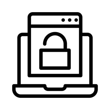 güvenli tarayıcı ince çizgi simgesi