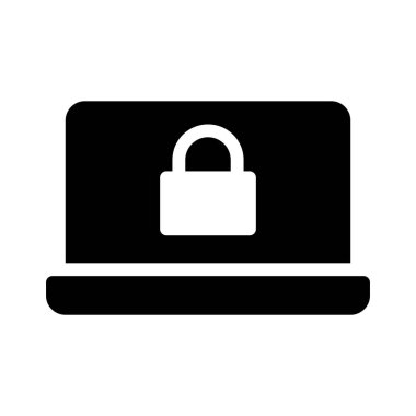 güvenli dizüstü glifleri düz simgesi