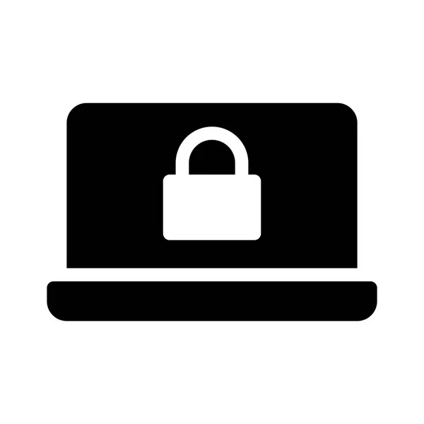 Secure Laptop Glyphen Flache Symbol — Stockvektor