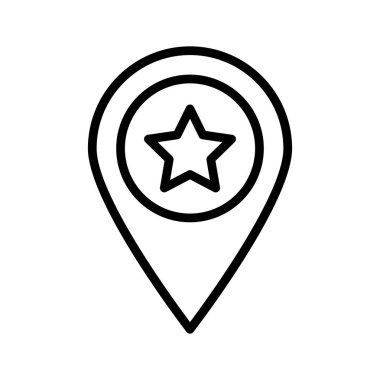 yıldızlı gps ince çizgi vektör simgesi