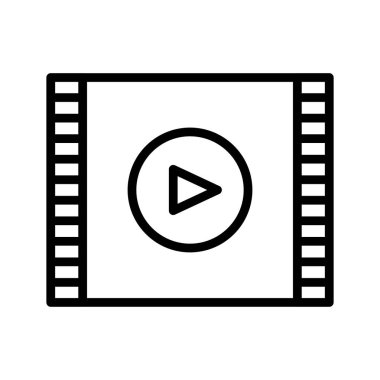 filmstrip video ince çizgi vektör simgesi