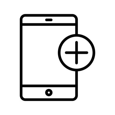 mobil ince çizgi vektör simgesi ekleme