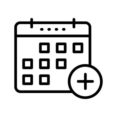 takvim ince çizgi vektör simgesi ekleme