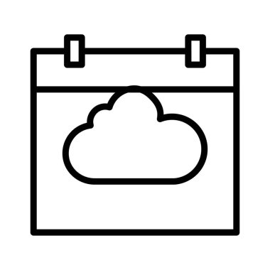 bulut takvimi ince çizgi vektör simgesi