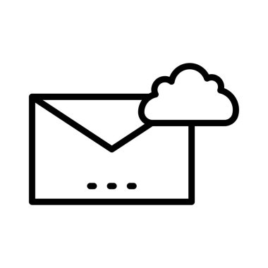 bulut e-posta ince çizgi vektör simgesi