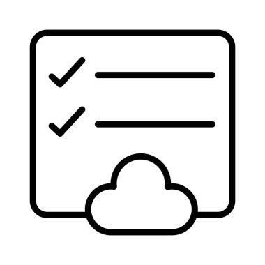 bulut denetim listesi ince çizgi vektör simgesi