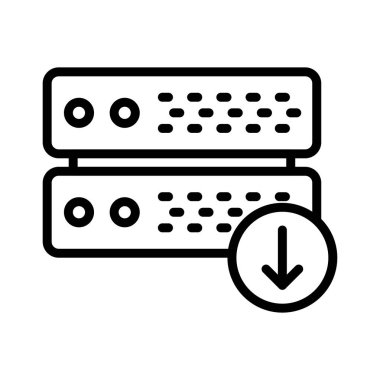 indir sunucu ince çizgi vektör simgesi