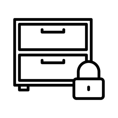 güvenli dolap ince çizgi vektör simgesi