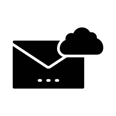 bulut e-posta glyph düz vektör simgesi