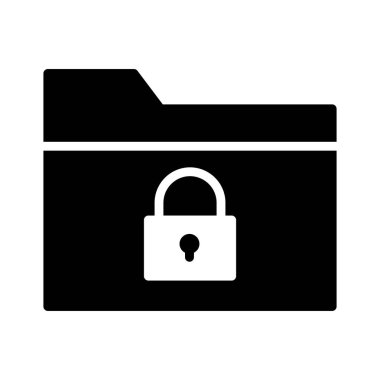 güvenli klasör glyph düz vektör simgesi 
