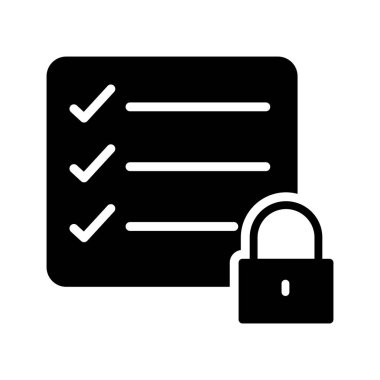 güvenli kontrol listesi glyph düz vektör simgesi
