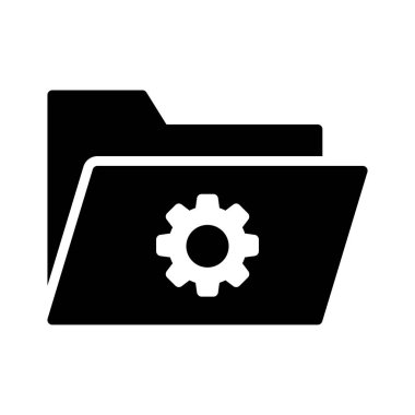 klasör ayarı glyph düz vektör simgesi