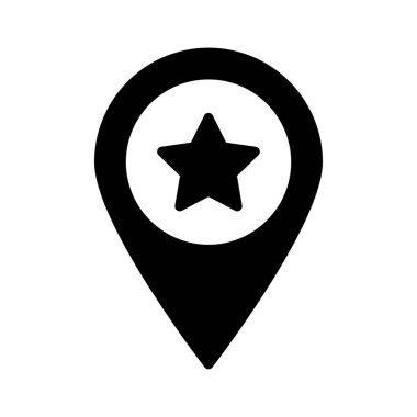 yıldızlı gps glyph düz vektör simgesi