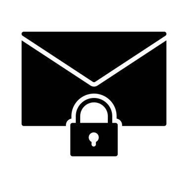 güvenli e-posta glyph düz vektör simgesi